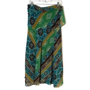 Vintage R-Q-T Midi Skirt Womens 14 Boho Festival Hippie Patchwork Y2k Earthy